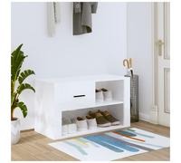 Shoe Cabinet High Gloss White 80x35x45cm EngineeredWood 2-Compartment withDrawer