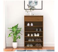 Shoe Cabinet Honey Brown Solid Pinewood 60x34x105 cm Slim Hall Storage with Top