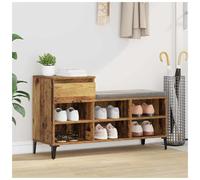 Shoe Cabinet Industrial Old Wood Engineered Wood 102x36x60cm 6-Shelf Drawer Hall