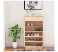 Shoe Cabinet Natural Solid Pinewood 60x34x105 cm Slim Entryway Storage Wall Kit
