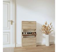 Vidaxl Shoe Cabinet Oak 59X17X108 Cm Engineered Wood
