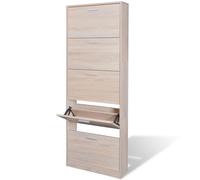 Shoe Cabinet Oak Engineered Wood 59x17x169cm 5-Compartment Slim Hall Storage UK