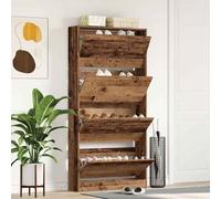Shoe Cabinet Old Wood 80x21x163.5cm Engineered Wood 4 Doors 4 Shelves Slim Hall