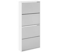 vidaXL Shoe Cabinet with Mirror 4-Layer High Gloss White 63x17x134 cm