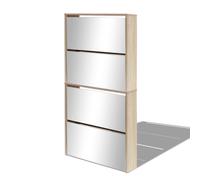 Shoe Cabinet Organiser Rack Stand 4-Layer Mirror Oak/White 63x17x134 cm vidaXL
