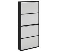 Shoe Cabinet Organiser Rack Stand 4-Layer Mirror Oak/White 63x17x134 cm vidaXL