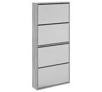 Shoe Cabinet Organiser Rack Stand 4-Layer Mirror Oak/White 63x17x134 cm vidaXL