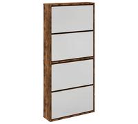 Shoe Cabinet Organiser Rack Stand 4-Layer Mirror Oak/White 63x17x134 cm vidaXL