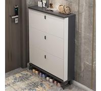 Shoe Cabinet Organizer Grey - Ultra Thin Double Layer Rack for Living Room and Hallway Adjustable Shelves with 3 Flip Drawers