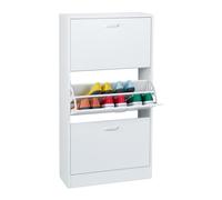 Shoe Cabinet Rack Cupboard Storage Flip Drawers Slim Hallway Compartments White