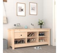 Shoe Cabinet Rustic Solid Pinewood 110x38x45.5 cm 1 Drawer 5 Compartments RawTop