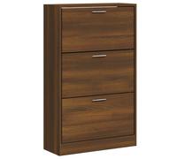 (Brown oak, 63 x 24 x 103 cm (W x D x H)) New Wood Shoe Cabinet 2Drawer Storage Cupboard Rack Shelf Multi Colours/Sizes