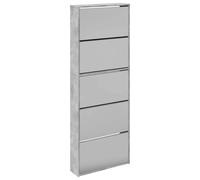 vidaXL Shoe Cabinet with Mirror 5-Layer Concrete Grey 63x17x169.5 cm