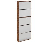 vidaXL Shoe Cabinet with Mirror 5-Layer Shoe Storage Shelf Rack Smoked Oak