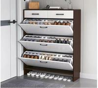 Shoe Cabinet Shoe Rack Storage Cabinet with 3 Flip Drawers, 3 Tier Concealed Entry Rack, Tipping Bucket Design
