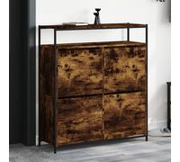 Shoe Cabinet Smoked Oak 100x34x112 cm Engineered Wood Slim 4-Flip Drawer Narrow