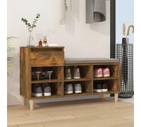 Shoe Cabinet Smoked Oak 102x36x60 cm Engineered & Solid Eucalyptus Wood 1 Drawer