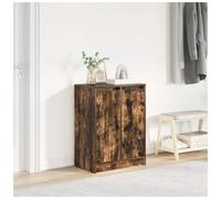 Shoe Cabinet Smoked Oak 57x34x76cm Engineered Wood 2 Doors 8 Shelves Tidy Entry