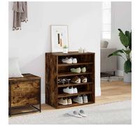 Shoe Cabinet Smoked Oak 60x35x70cm Engineered Wood SpaceSaving 5 Shelves 2 Doors