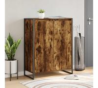 Shoe Cabinet Smoked Oak 79x36x100cm Engineered Wood Industrial 2-Door Slim Legs