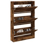 Shoe Cabinet Smoked Oak 80x21x125.5cm Engineered Wood 3Shelf Hinge Door for Hall