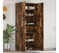 Shoe Cabinet Smoked Oak 80x35.5x180cm Engineered Wood 2 Doors 1 Shelf Minimalist