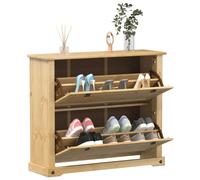 Shoe Cabinet Solid Pine Honey 99x32x47cm Flip-Drawer Entryway Storage