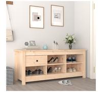 Shoe cabinet solid pine natural 110x38x45.5cm 1 drawer 5 compartments entryway.