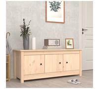 Shoe Cabinet Solid Pine Wood Natural 110x38x45.5cm 3-Door Hallway Storage Unit.