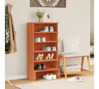 Shoe Cabinet Solid Pinewood Brown 52x30x104 cm Rustic 6-Tier Storage Unit Indoor