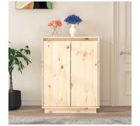 Shoe Cabinet Solid Pinewood Natural 60x35x80 cm Entryway Storage Unit AntiTipFix