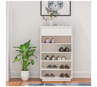 Shoe Cabinet Solid Pinewood White 60x34x105 cm Slim Entryway Storage - Untreated