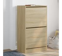 Shoe Cabinet Sonoma Oak 60x42x108cm Engineered Wood 2 Flip Drawers 2 Doors Slim