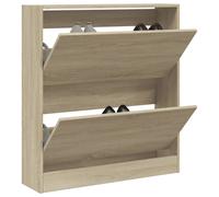 Shoe Cabinet Sonoma Oak 80x21x87.5cm Engineered Wood 3-Shelf Hinge Door Entryway