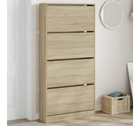 Shoe Cabinet Sonoma Oak Engineered Wood 80x21x163.5cm Slim 4-Drawer HallwayUnit.