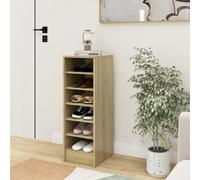 Shoe Cabinet Sonoma Oak White 31.5x35x90cm Engineered Wood 6-Compartment WallFix