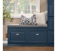 Shoe Cabinet Storage Bench Hallway Narrow Shoe Rack With Seat Cushion 2 Flip Doors, Blue,sobuy Fsr64-B