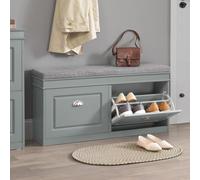 Shoe Cabinet Storage Bench Hallway Narrow Shoe Rack With Seat Cushion 2 Flip Doors, White,sobuy Fsr64-Hg