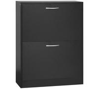HOMCOM Shoe Storage Cabinet Footwear Stand Organiser Unit Wooden Black, Black