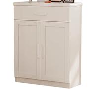 Shoe Cabinet Storage for Entryway Solid Wood Shoe Rack with Drawer Silent Rails Thickened Laminate Modern Design for Living Room Hallway White (80x32x98cm)