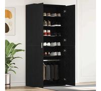 Shoe Cabinet Tall Black Oak 80x39x178cm Engineered Wood 5 Shelves 2 Doors Entry