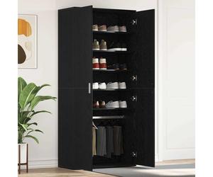 Shoe Cabinet Tall Black Oak 80x39x178cm Engineered Wood 5 Shelves 2 Doors Entry