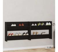 Shoe Cabinet Wall-Mounted 2pcs Black Oak 83x18x60cm Engineered Wood Storage Slim