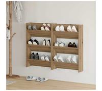 Shoe Cabinet Wall-Mounted Artisan Oak 60x18x90cm Engineered Wood 2pcs 4-shelfs.