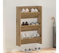 Shoe Cabinet Wall-Mounted Artisan Oak 60x18x90cm Engineered Wood Compact 2-Shelf