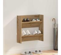 Shoe Cabinet Wall-Mounted Artisan Oak Engineered Wood 60 x 18 x 60 cm 2-Shelves