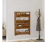 Shoe Cabinet Wall-Mounted Old Wood 80x18x60 cm Engineered Wood 2 pcs Slim Pair 1
