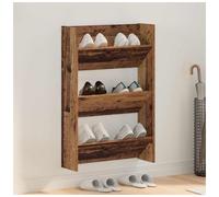 Wall Shoe Cabinet Old Wood Engineered Wood 2-Shelf Matte 9.9kg Slim Wall-Mounted