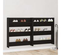 Shoe Cabinet Wall-Mounted Slim Modern Black Oak 80x18x90 cm Engineered Wood 2pcs
