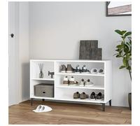 Shoe Cabinet White 102x36x60 cm Engineered Wood Metal Hall Storage Bench Shelves